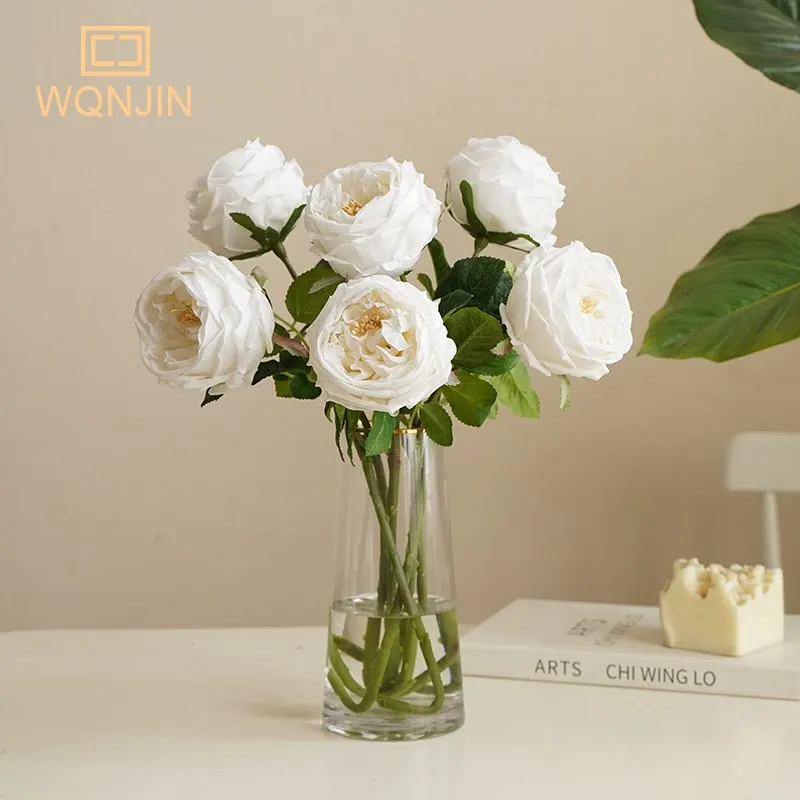 Einzelne feuchtigkeit spendende Austin Rose Pfingstrose Blume Wohnzimmer Tisch Hochzeit Dekoration simulierte Blumen bündel feuchtigkeit spendende Rose