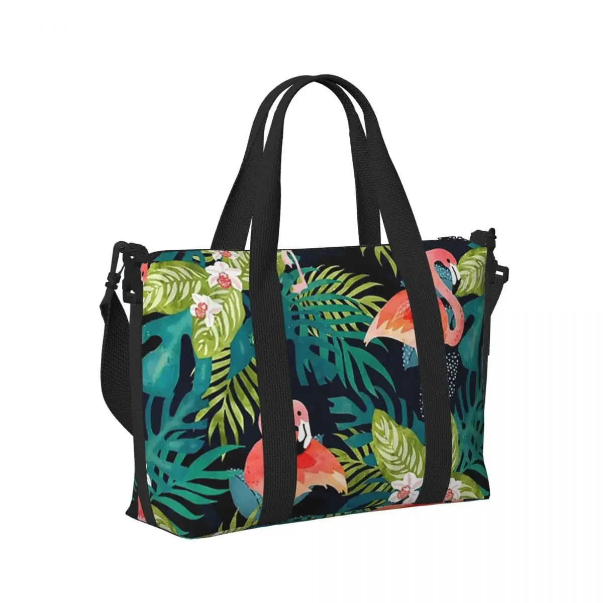

Пляжная дорожная сумка Flamingo Tropics, большая вместительная сумка-тоут для спортзала, спортивная женская сумка для покупок, сумка через плечо