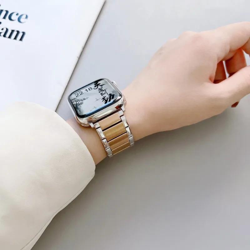 Apple Watch用メタルストラップ,iwatchシリーズ用ステンレススチール腕時計,38mm, 40mm, 41mm, 42mm, 44mm, 45mm,765432se,8 ultra,49mm