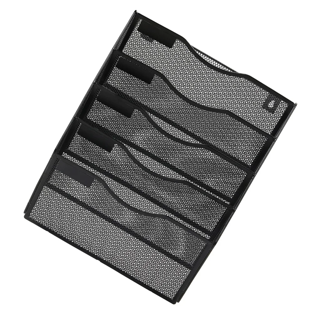 5 camadas de metal a4 documento menu rack revista titular ferro arquivo gerenciamento rack preto montagem na parede escritório ganizer