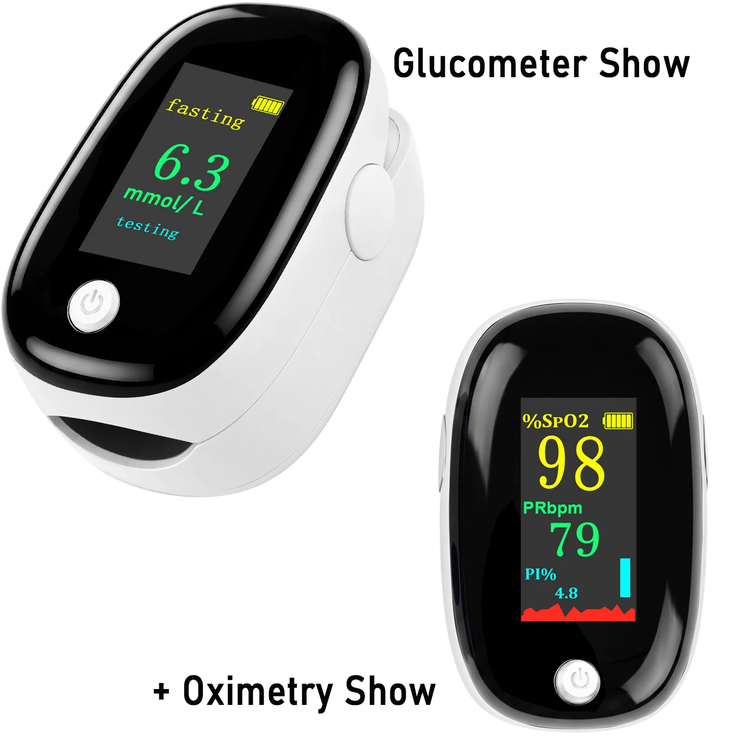 Portable 2IN1 Non‑Invasive Blood Glucose Meter Pulse Oximeter Home No Need Prick Glucometer Fingertip SpO2 Heart Rate Oximetry