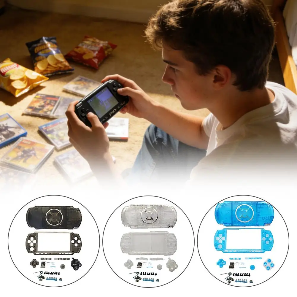 

Прозрачный корпус для ремонта PSP 3000, полный комплект, прозрачный сменный корпус для консоли, набор аксессуаров для электроники