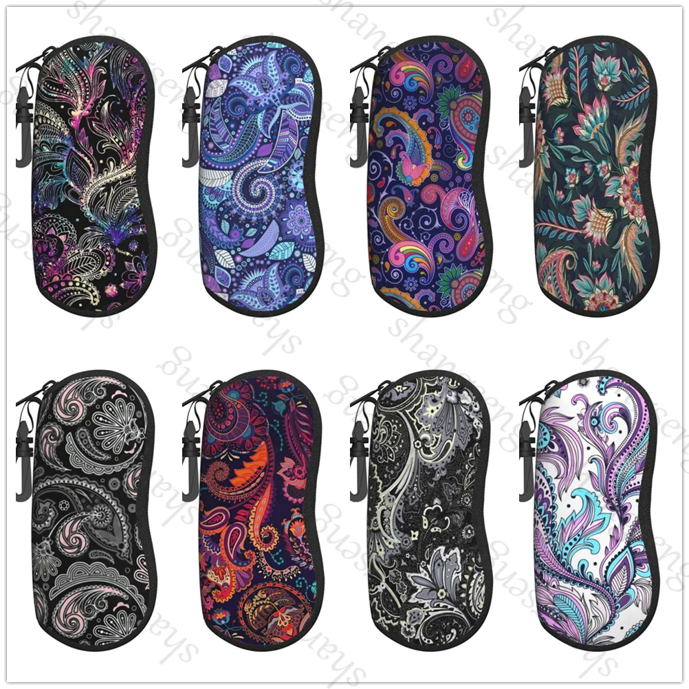 Vintage Paisley Printed pattern Glasses Case Portable zipper soft-shell is suitable for cosmetics storage Glasses case