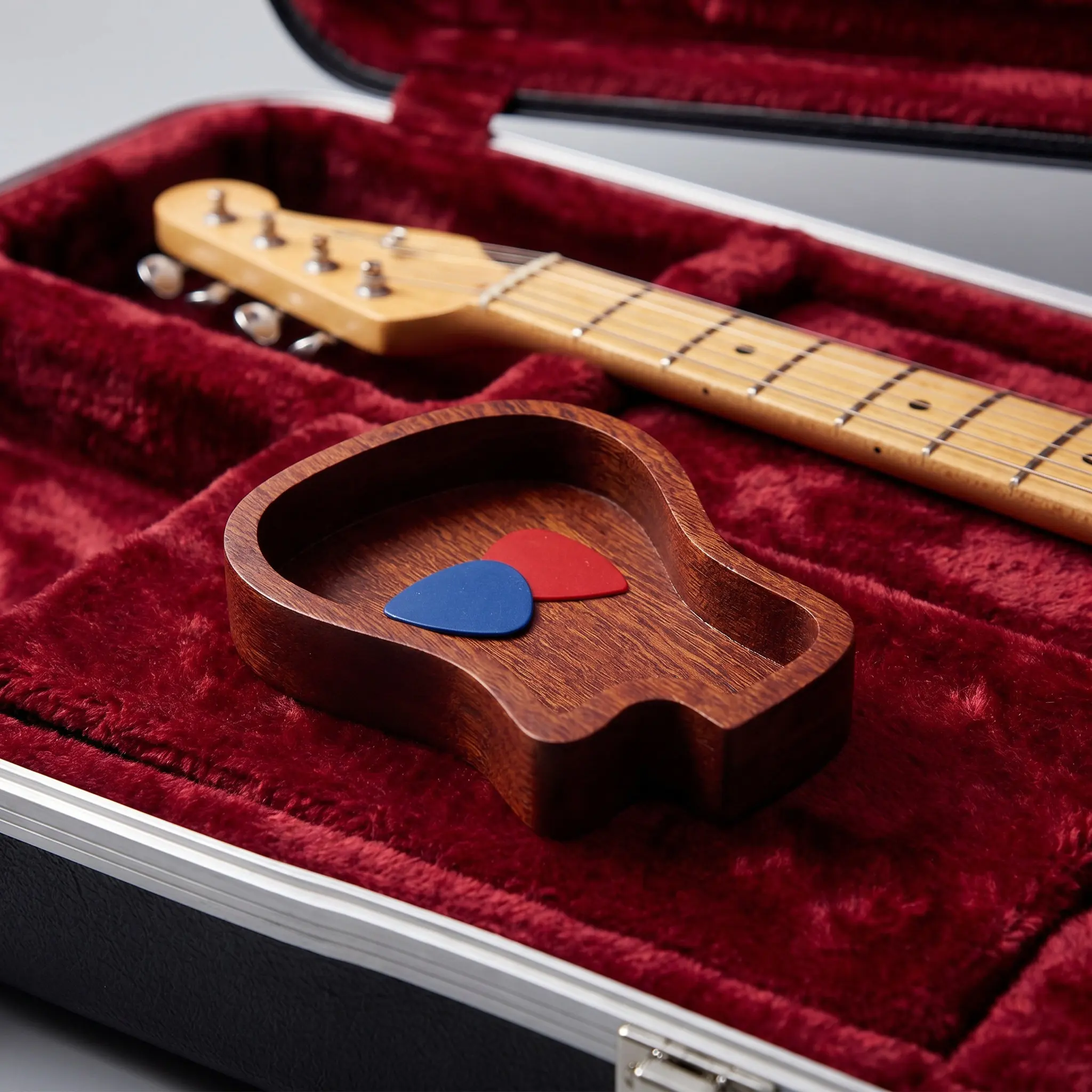 2Pcs Guitar Plectrum Storage Box Wooden Pick Holder with Polished Finish Strong Build Convenient Access Perfect for Bass Guitar