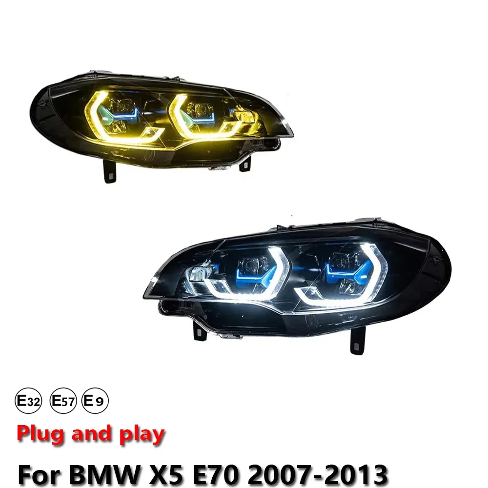 Car Accessories LED Headlight Light For BMW X5 E70 2007-2013 Projector Front Headlamp DRL Brake Turn Signal Lamp Plug and Play