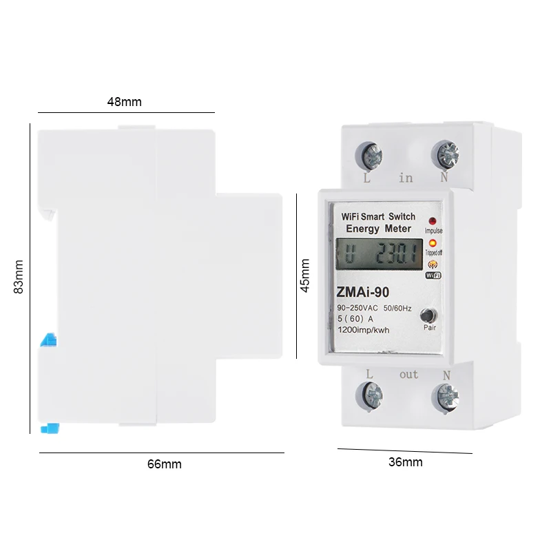 Tuya Smart Bi Directional WiFi Energy Meter on-grid solar PV Two Way meter Multifunctional protector Power Monitor 110V 240VAC