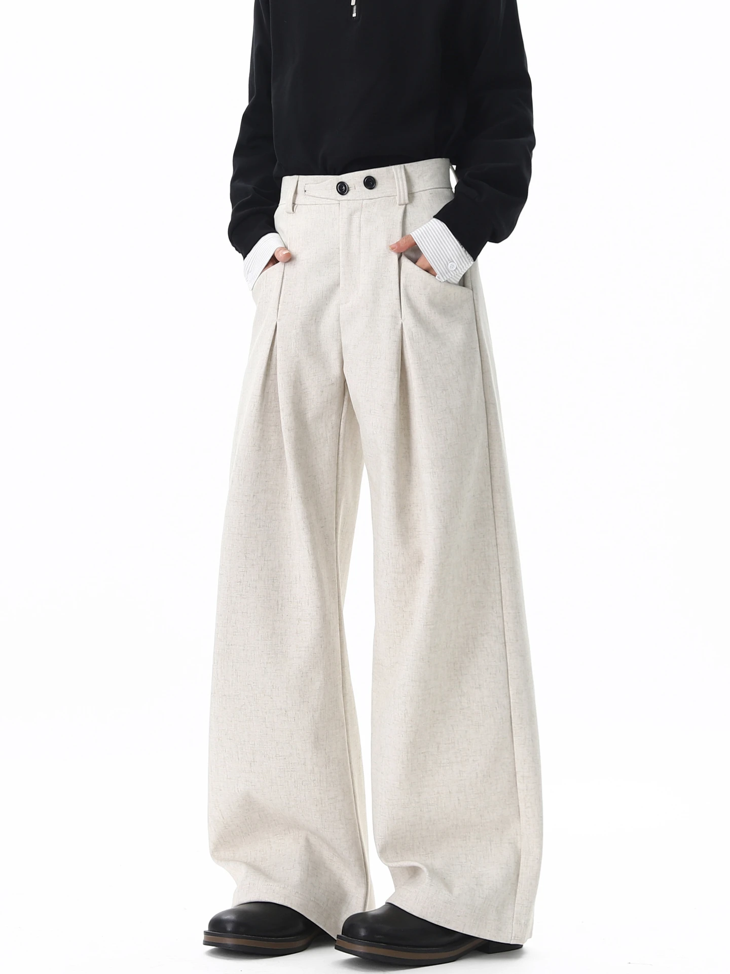 

Sensual Loose Men's Casual Pants Pure Color Drapey Vintage Wide Leg Trendy Youth Spring Faion Cool Sle Online Exclusive