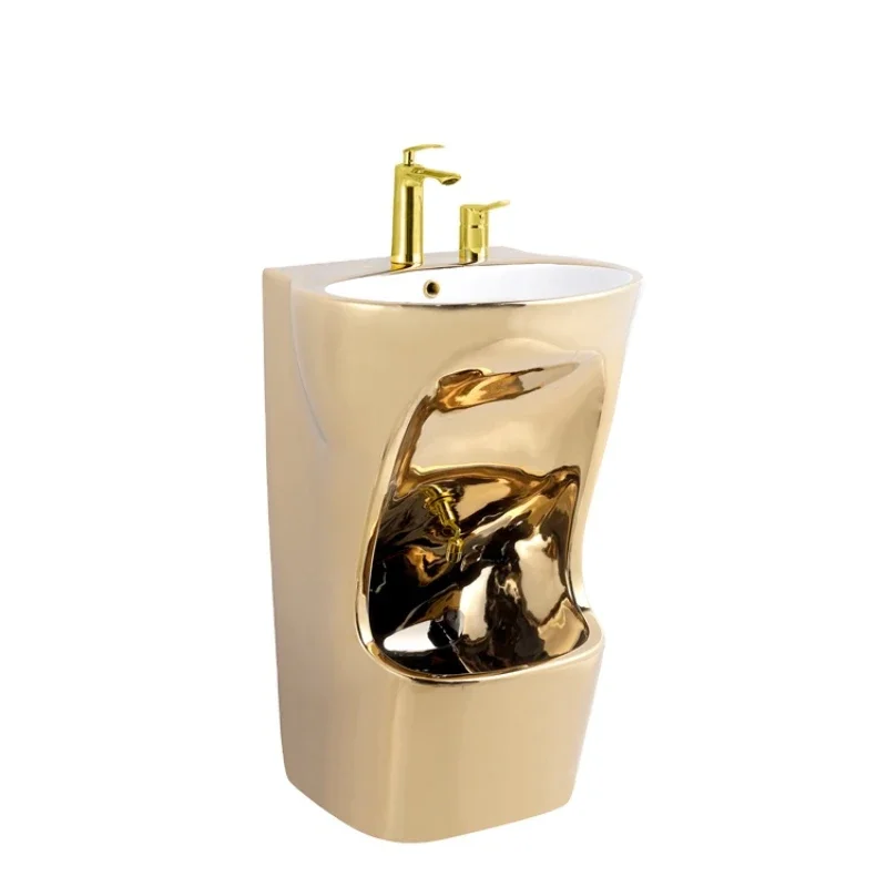 Porcelain Gold Color Electroplating Mosques Basin Ablution Wassing Station Washbasin Washing Sink Wash Basin For Masjid