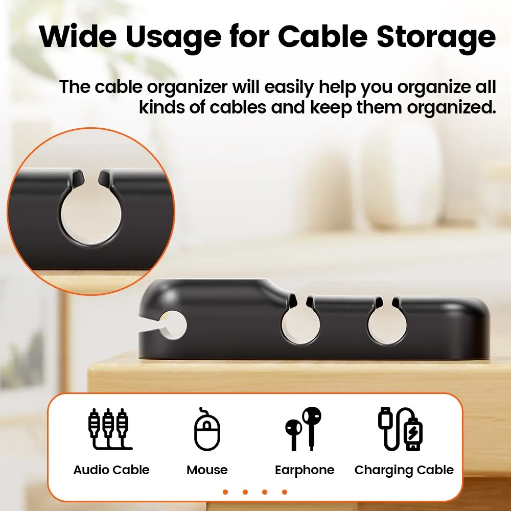 Toocki Cable Wire Cord Organizer Management 7 Hole Holder USB Desktop Winder Clip Flexible For Mouse Keyboard USB Type C Cable