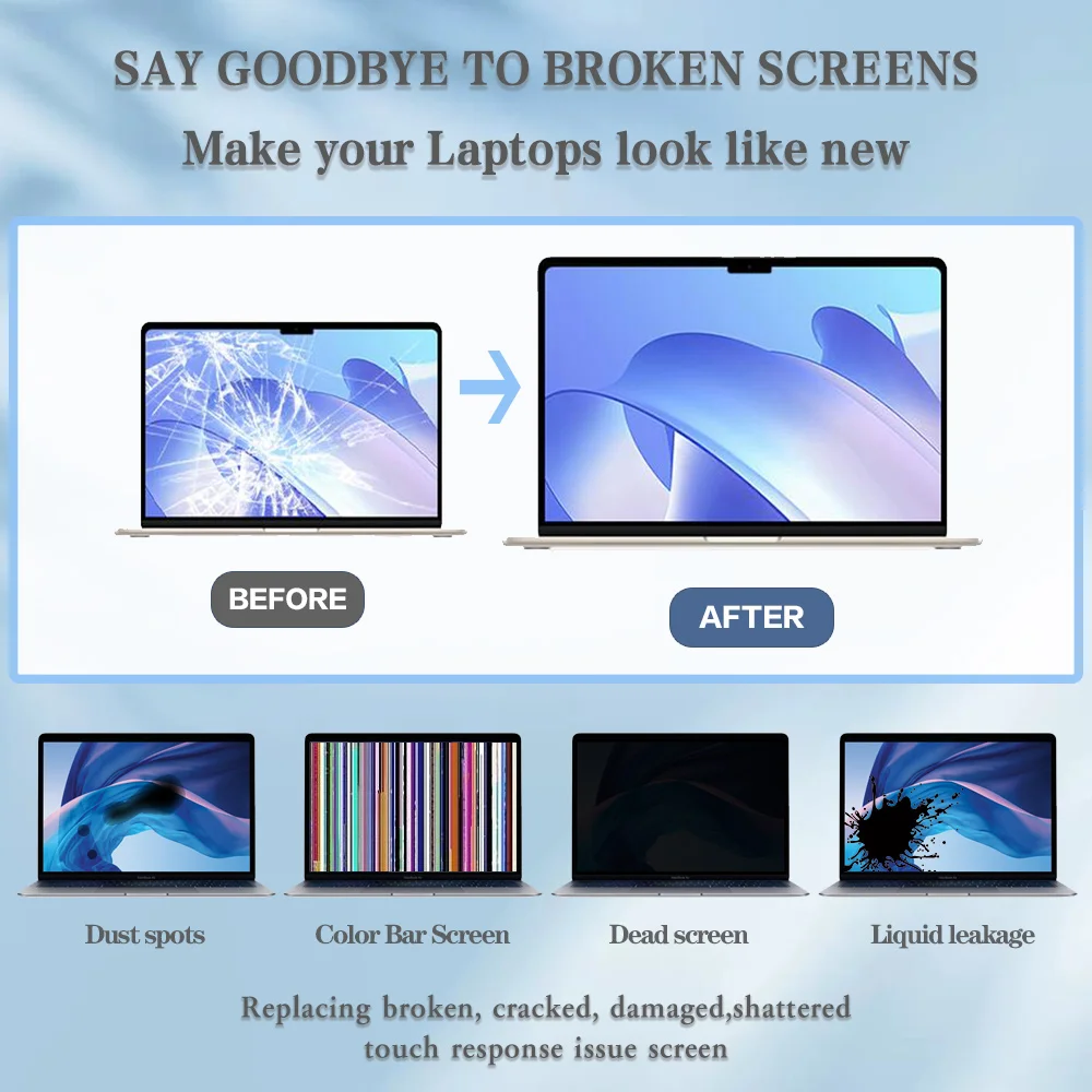 LCD Screen Display Assembly For Macbook Air Pro A2251 A2159 A1706 A1708 A2338 A2337 A1932 A2179 A1989 A2289 Retina Replacement