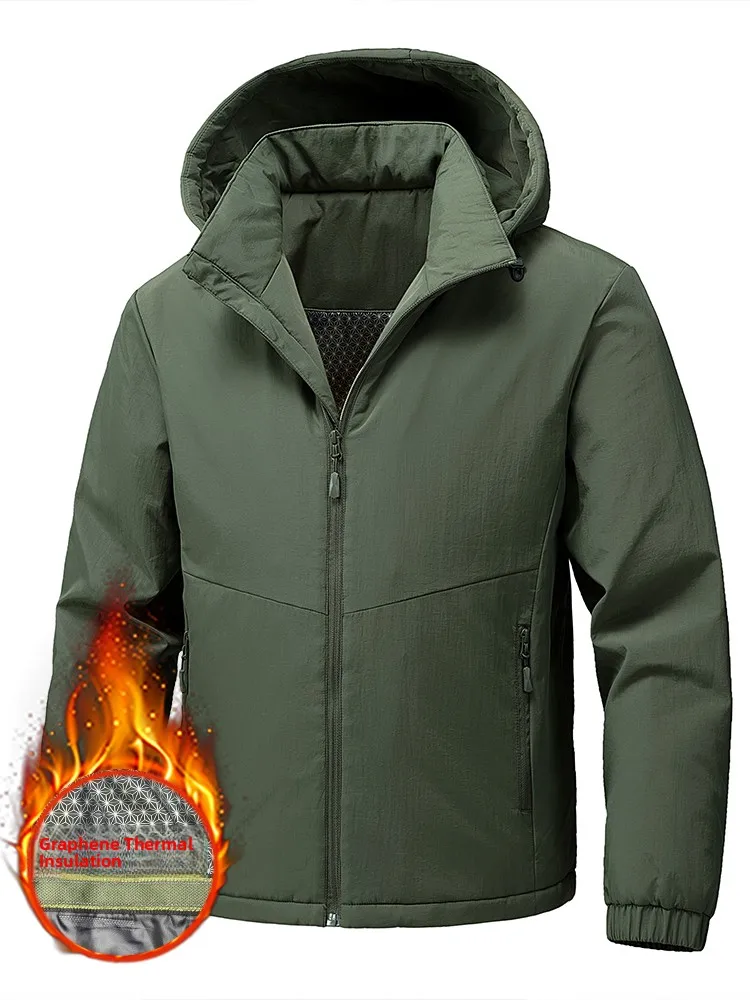 

Новая зимняя мужская ветровка с капюшоном, утепленная, ветрозащитная, на флисовой подкладке, повседневная, хлопковая, верхняя одежда