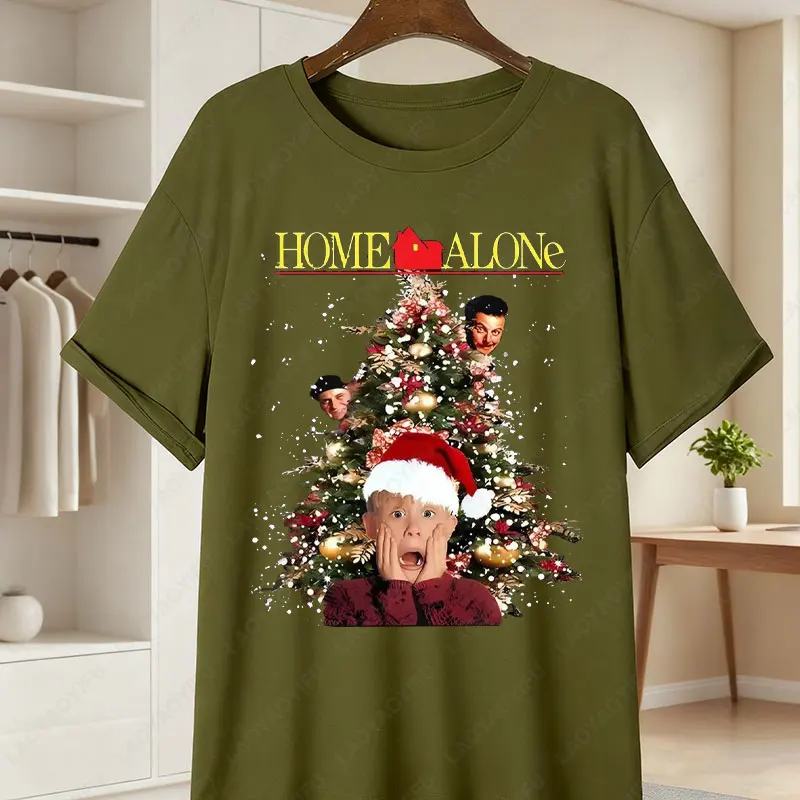 الرجال والنساء 90s وحده الفيلم تي شيرت كيفن مكاليستر وشجرة عيد الميلاد عطلة حفلة عادية المحملة لمحبي الحنين الملابس #6
