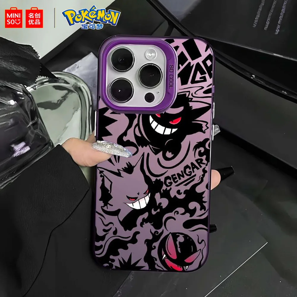 Miniso X Pokemon Gengar Phone Case For iPhone 11 12 13 14 15 16 Pro Max X XR XS Mini Plus