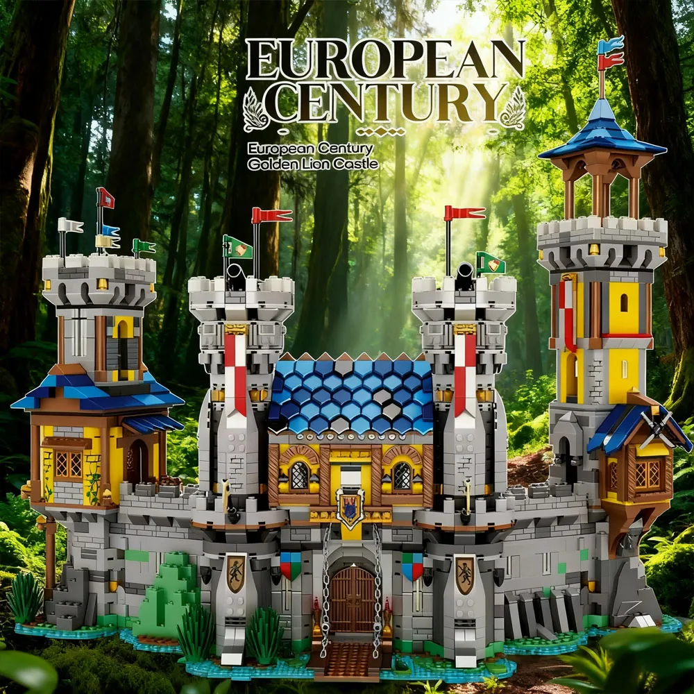 MOC 2722 قطعة قلعة الأسد الذهبي الكلاسيكية القرن عرض الشارع لتقوم بها بنفسك تجميعها المباني وضع عرض الشارع هدية عيد ميلاد فتاة صبي #1