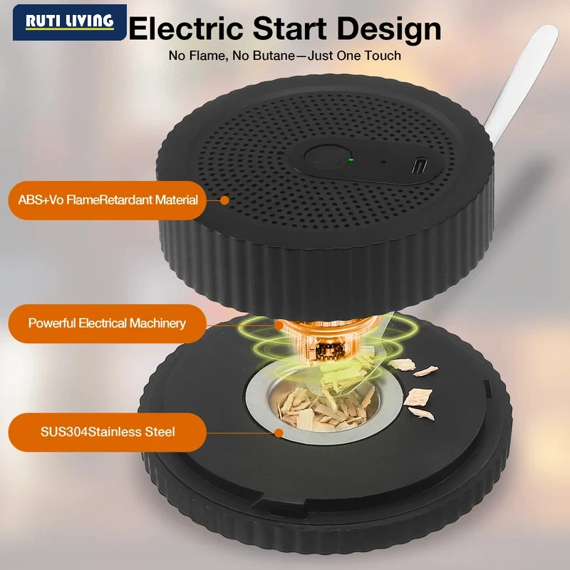 Whiskey Cocktail Smoke Infuser Electric Champagne Smoke Kit with 6 Wood Chips Rechargeable Customized Gift
