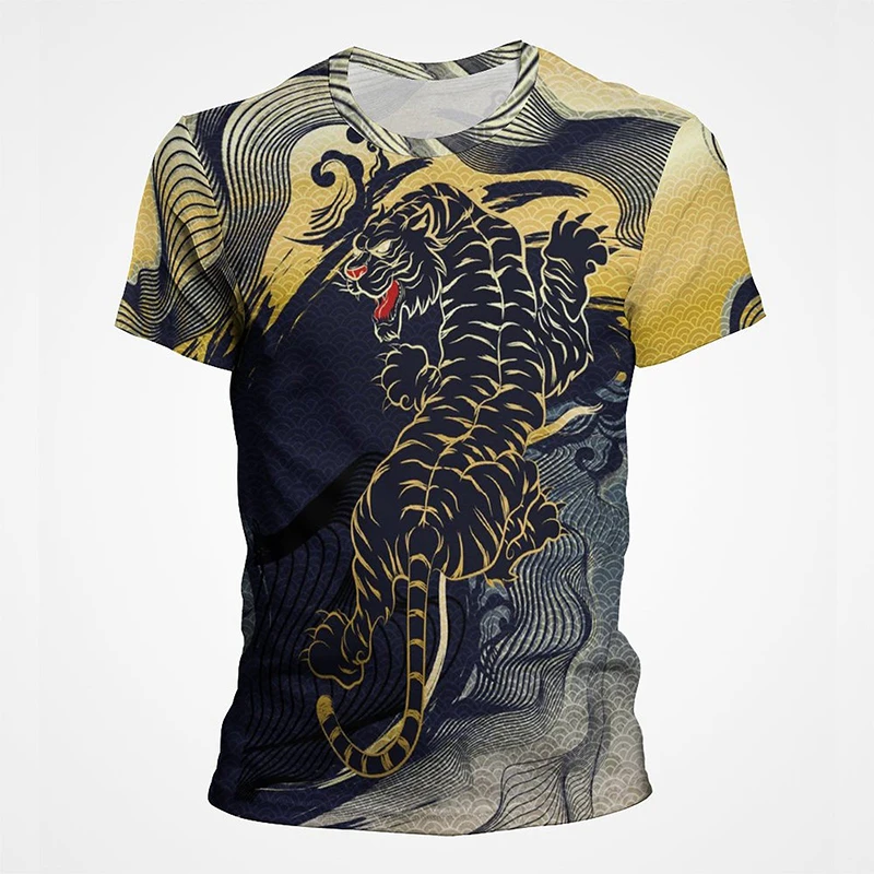 

Creative Animals Design Tiger T Shirt Men Women Fashion Streetwear Vintage Tee Clothes Summer Short Sleeve Print T-shirt Tops