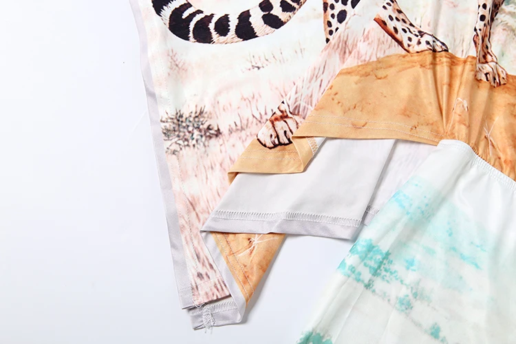 Weird Puss Buntes Kleid mit Leopardenmuster für Damen, sexy, tiefer V-Ausschnitt, rückenfrei, Patchwork, Puffärmel, heiß, für Urlaub, Party, Club, figurbetont – Detail 9