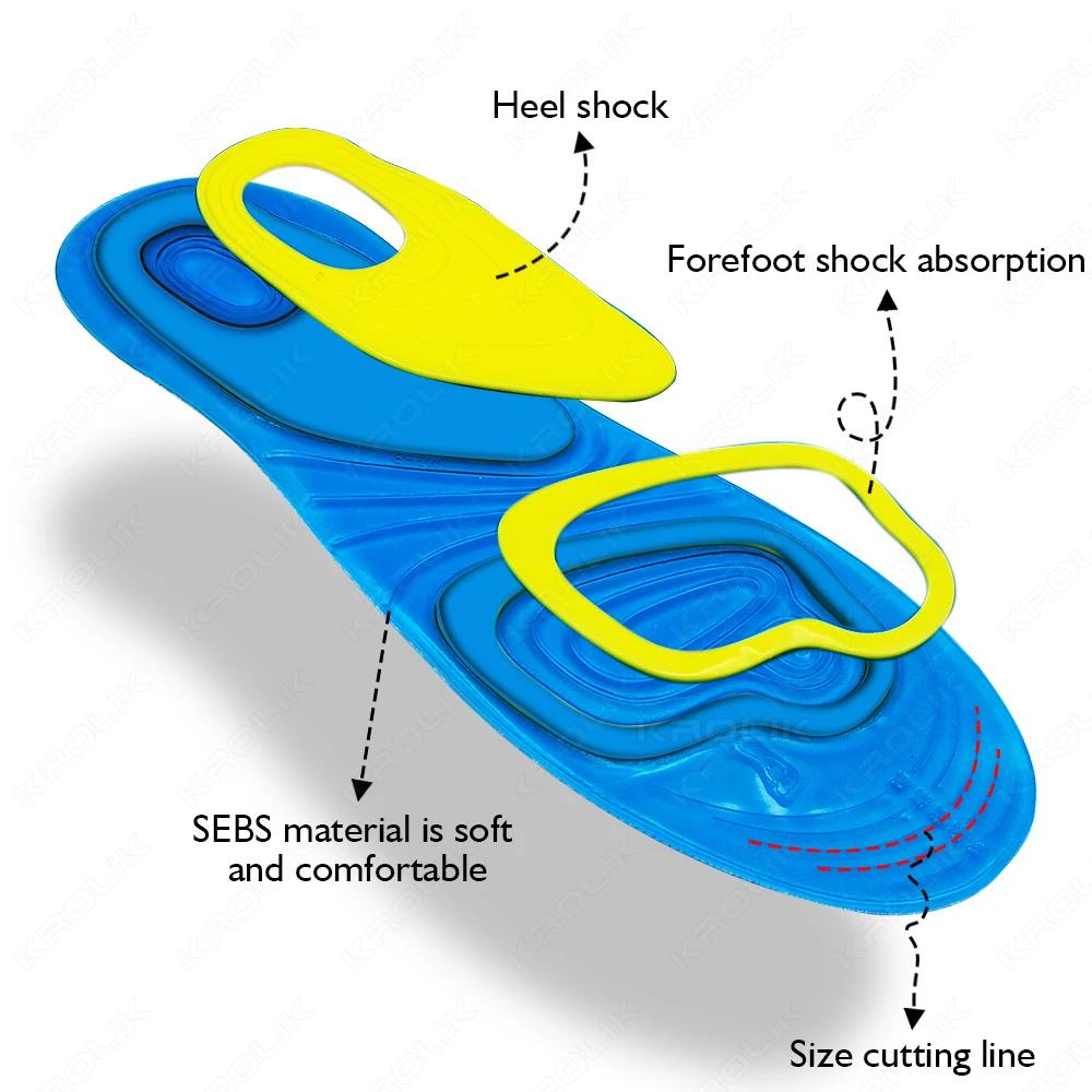 Gel Soft Sport Shoes Insoles Massaging Orthopedic Insole Silicone Non-Slip Foot Care For Feet Shoe Sole Shock Absorption Cushion