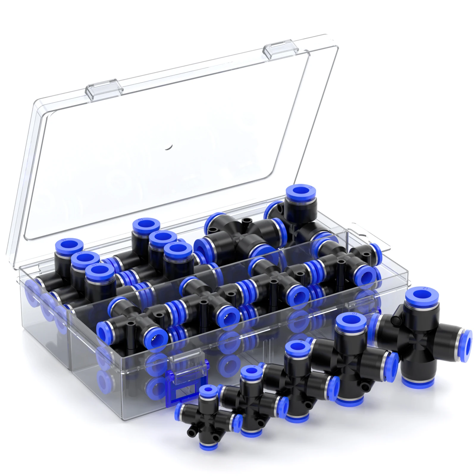 

Boxed PZA Pneumatic Fitting Kit 4mm 6mm 8mm 10mm 12mm Outer Diameter of the Hose Tube Air Quickly plug in the four-way connector