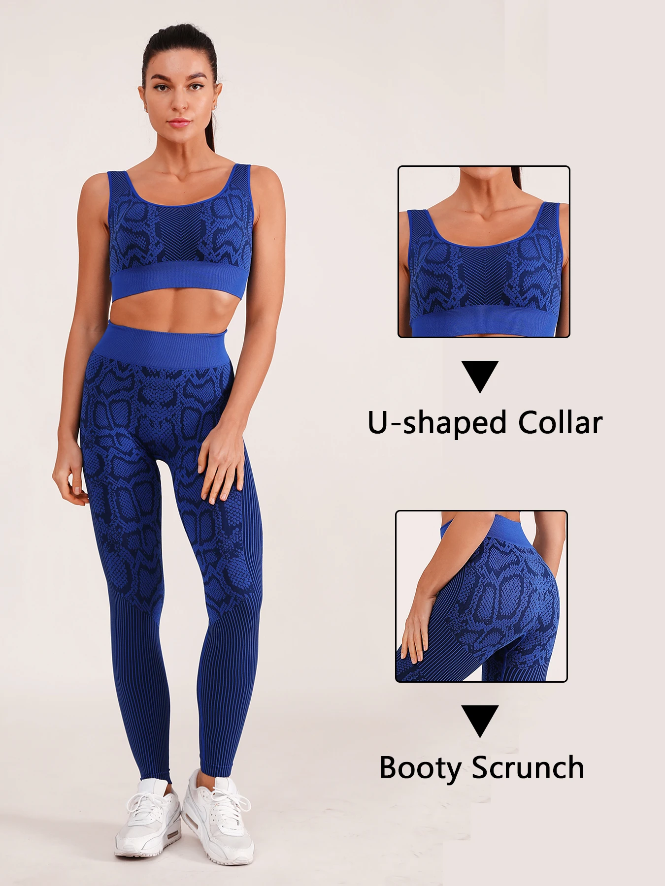 Bra plus trousers Women\'s Yoga Fitness Set High Waist Trousers Stretch Legging Sports Bra With Padding Suitable For Gym Without
