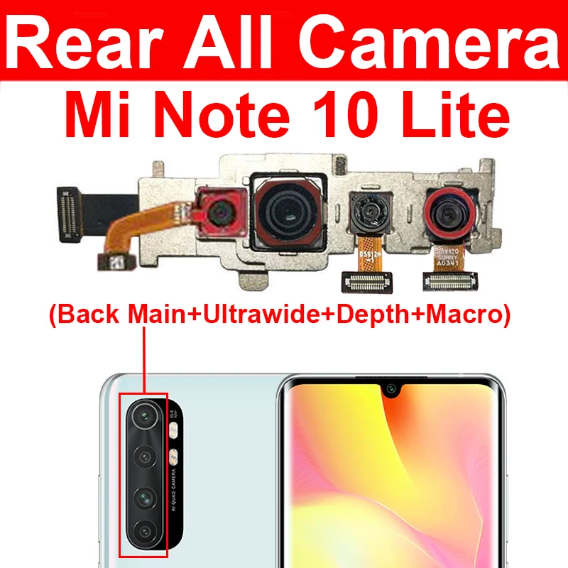 Front & Back Camera Moduel For Xiaomi Mi Note 10 Lite M2002F4LG M1910F4G Small Facing Camera & Main Camera Flex Cable Parts