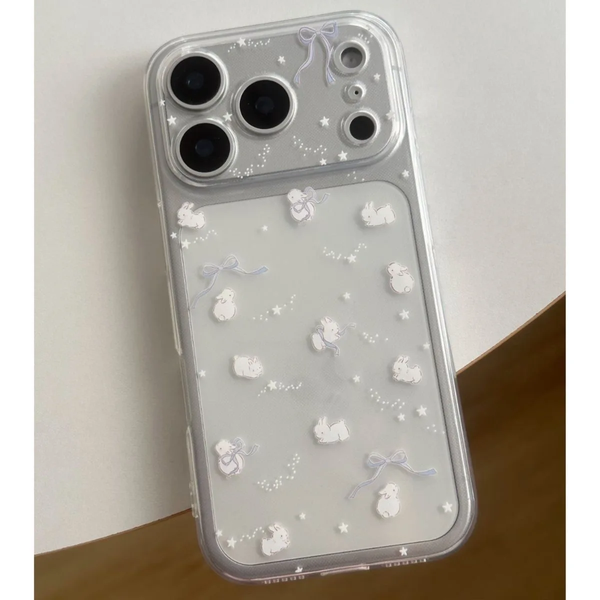 Coque souple transparente de luxe, petit lapin blanc mignon, protection pour iPhone 11 12 13 14 15 plus 16 Air 17 Pro Max 7 8 Plus XR X Coque