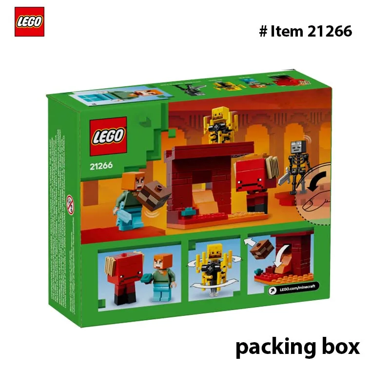 LEGO 21266 Minecraft The Nether Lava Battle Toy and Playset Alex، Wither Skeleton، Blaze and Strider Figures للعب التظاهري #5