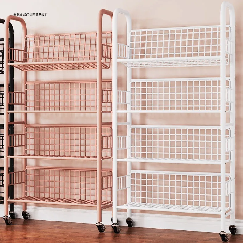 Bookshelf Large Capacity Book Storage Rack Children's Bookcase Bedroom Study Student Bookcase Removable Trolley Rack