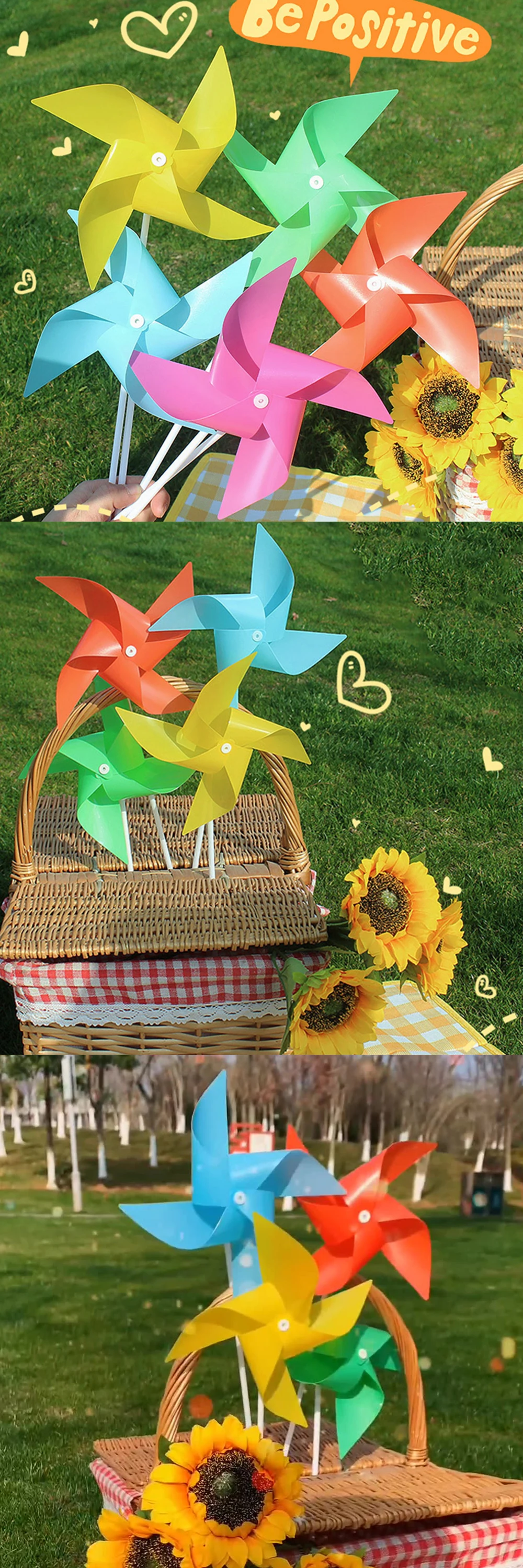 10-20 Stück/Set 19CM große Windmühlen, zufällige Farbmischung, Kunststoff, selbstmontierbare Windmühlen für Haus, Wand, Garten, Parterre, Partydekoration ZYF – Detail 2