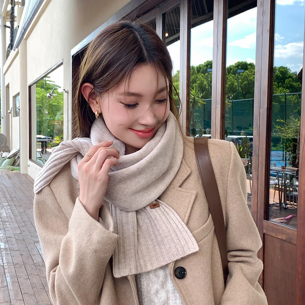 

Женский уличный модный шарф, универсальная шаль на осень и зиму, атмосфера в корейском стиле, теплая защита шеи
