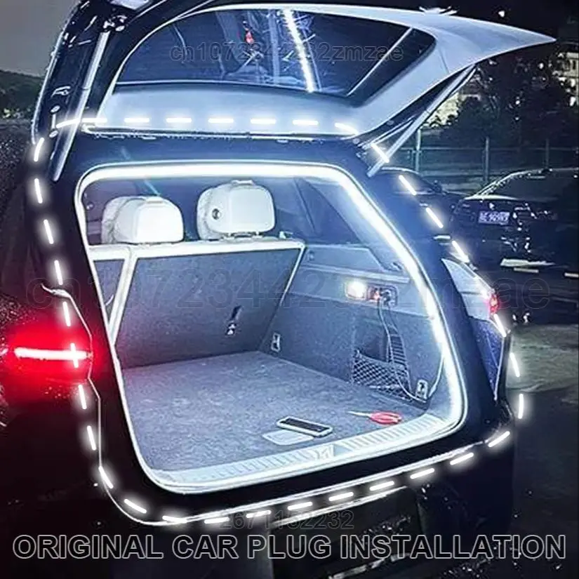 4M/2M Dynamic Flowing Car Trunk Light Strip Automatic On/Off Scanning Lamp Flexible Waterproof Light Strip Hidden Installation