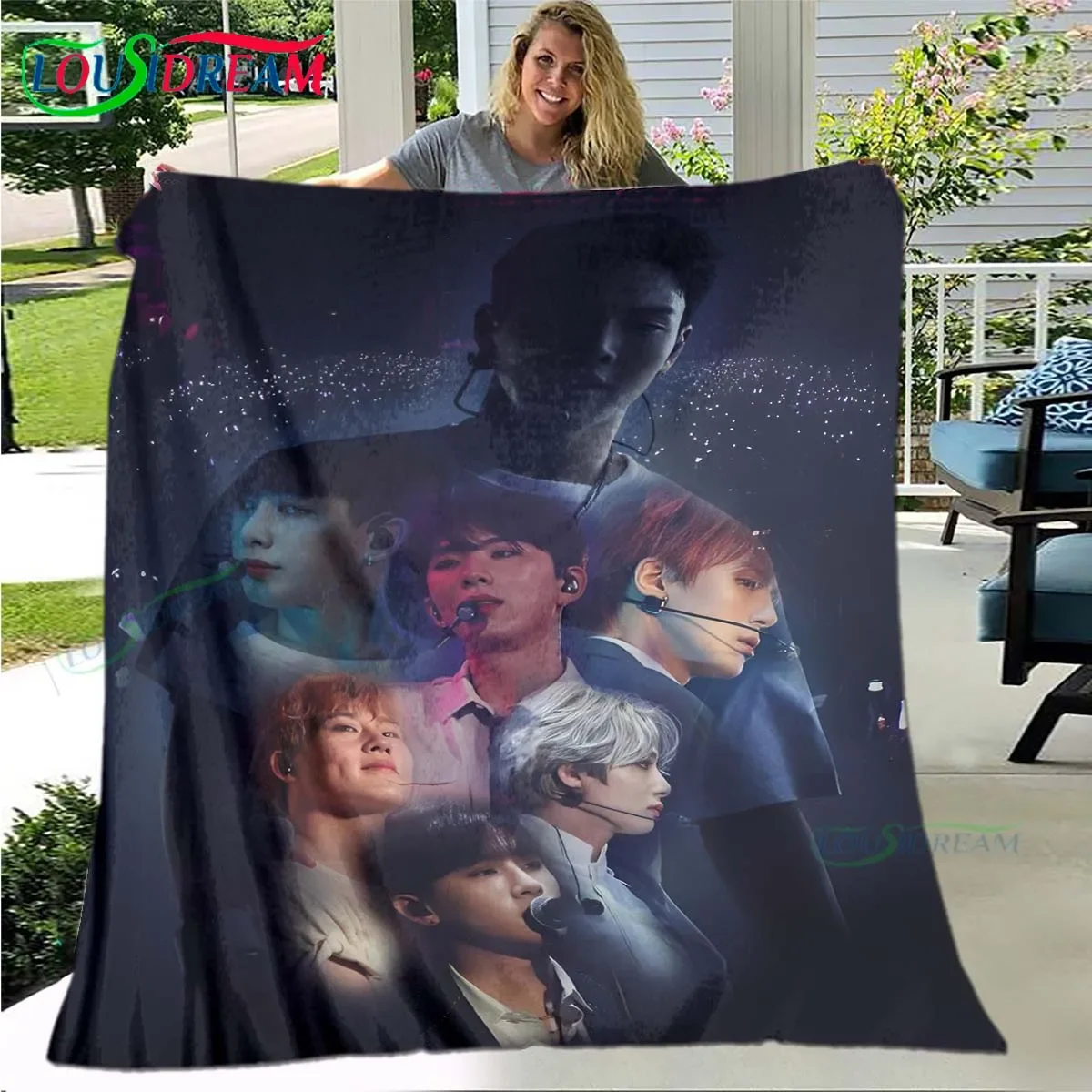 

Hot Fashion K-POP Singer M-MONSTAS X Flannel Adult and Children's Blanket Sofa Bed Decoration Blanket Portable Blanket Gift