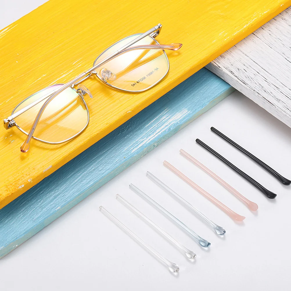 

10pc Temple Protector Eyeglass Arm Cushions Flexible Glasses Tips Hooks Ear Grips Short Pads Silicone Comfort AntiSlip Design