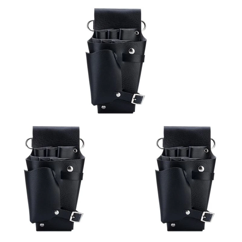 Hot kf-3X Leather Hairdressing Case Tools Scissor Bag Barber Pouch Holder Rivet Purse Adjustable Waist Shoulder Belt