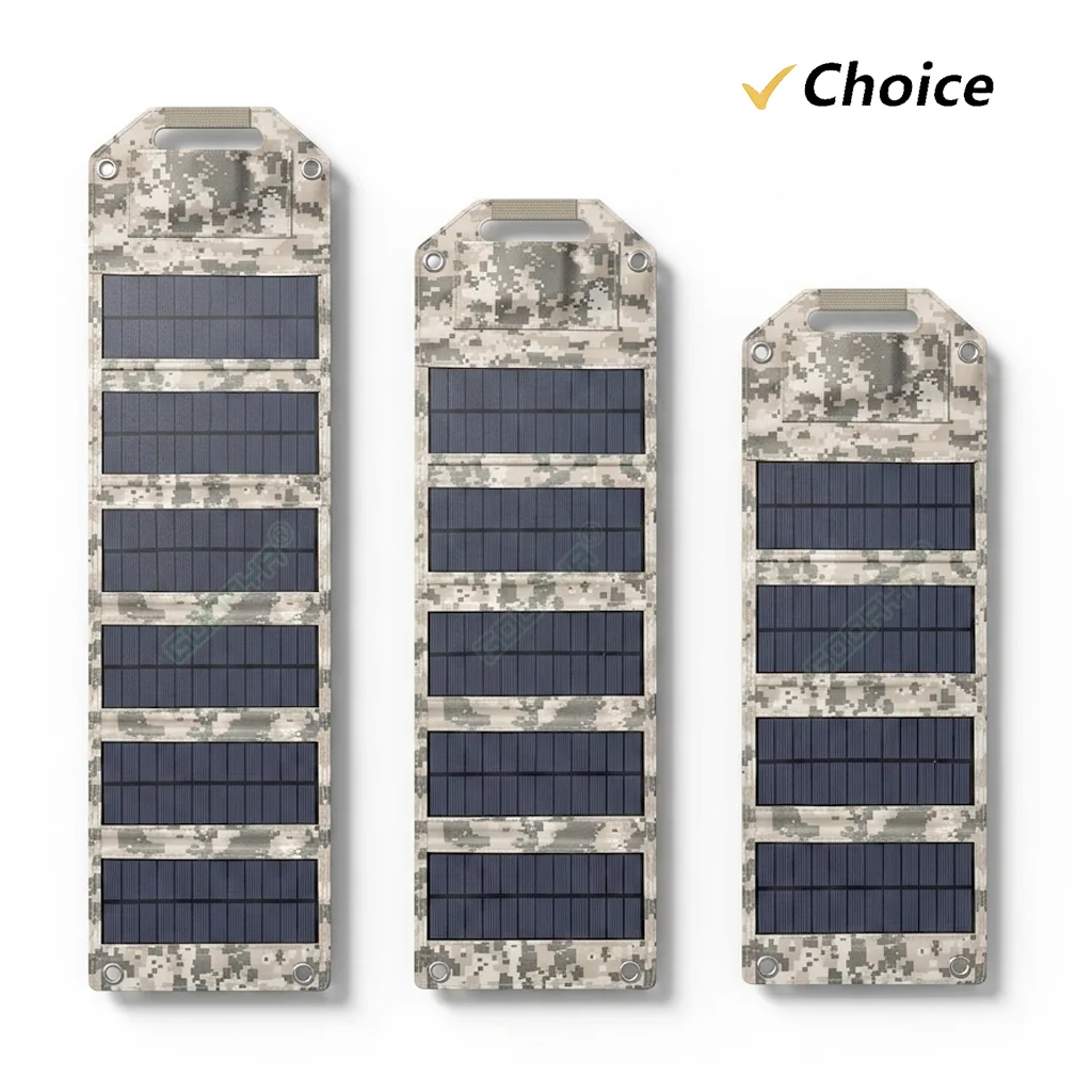 Camouflage 6-Fold Foldable Solar Panel Solar Battery Charger USB Waterproof Charger for Phone Power Bank Outdoor Camping