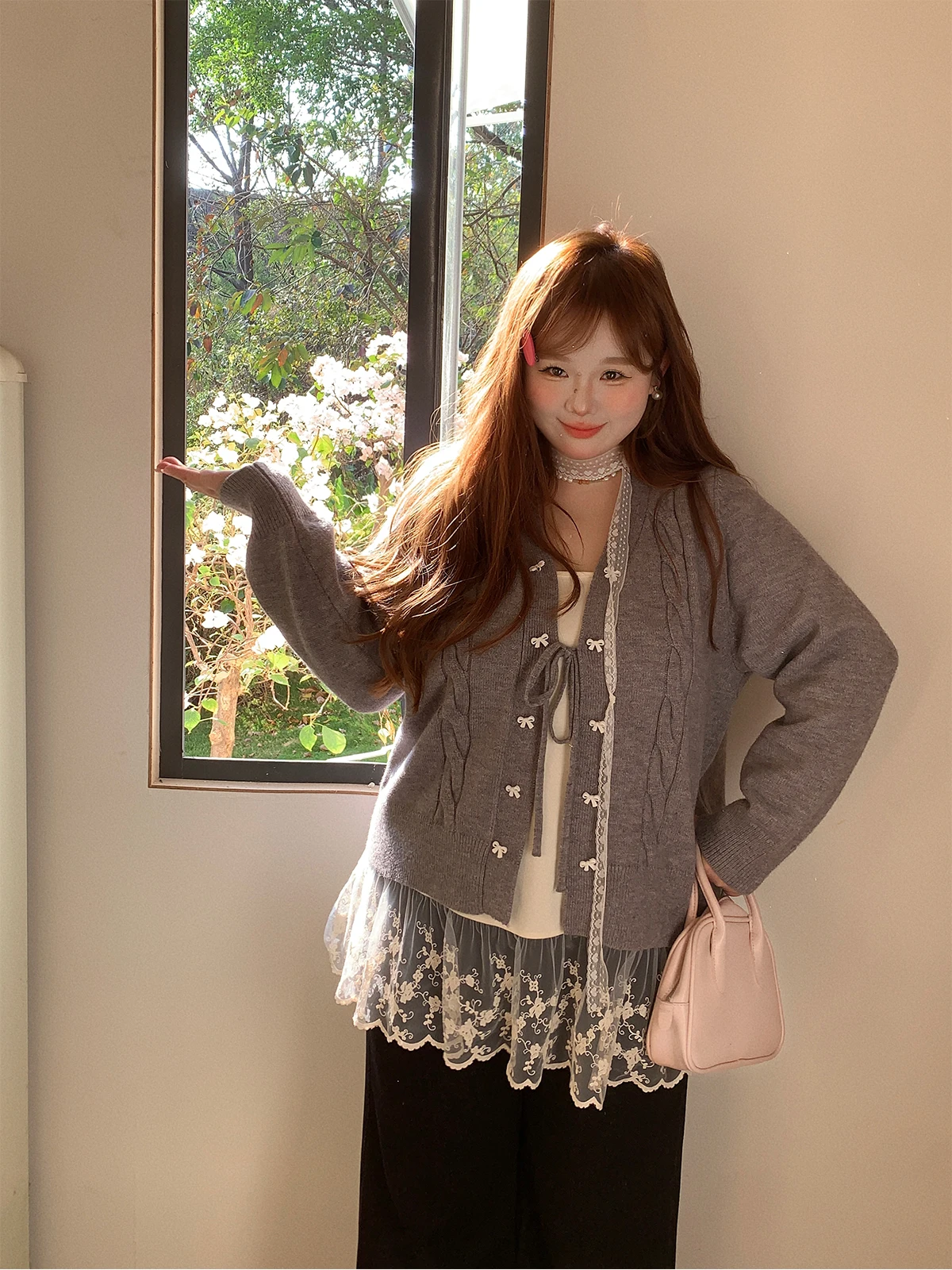 

plus Size Open Cardigan Sweater ey Lazy High Waist Winter New Sle plus Size Knitted irt Women's Faion Commute Sle