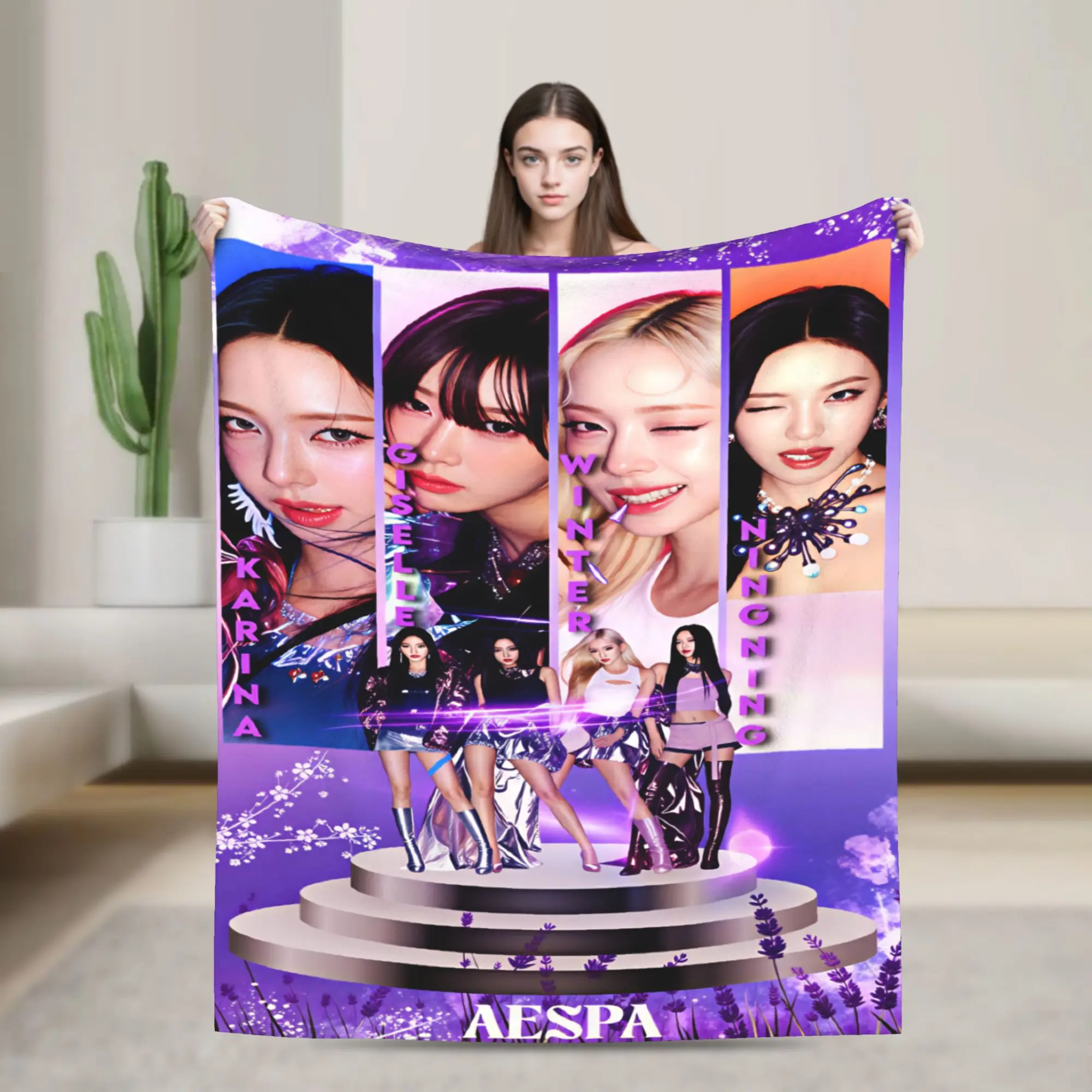 A-Aespas Blankets  Camping Flannel Throw Blanket For Couch Bed Super Soft Custom DIY Quality Bedspread Gift