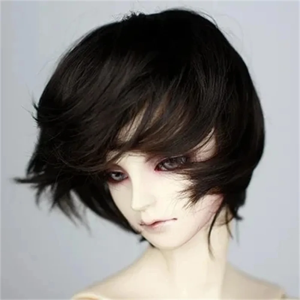 

BJD doll wig fits into the new 1/3/ 1/4 SD DD fashion natural brown and black micro-curly imitation mohair short hair male wig