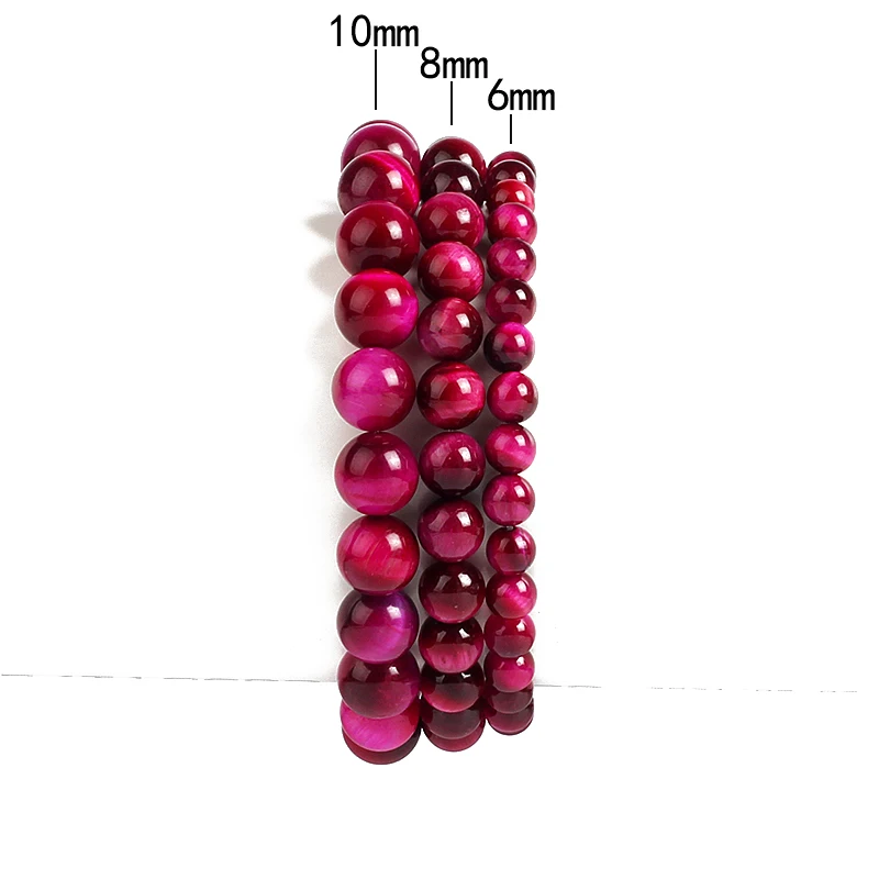 Lightning Rose Red Tiger Eye Bracelets Men 6-14mm Natural Energy Stone Beads Reiki Healing Bracelets for Women Jewelry Pulseras