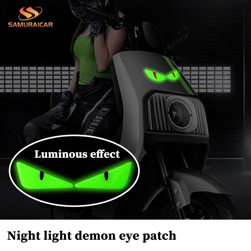 Luminous Devil's Eye Sticker Used for Car and Motorcycle Decoration, Luminous Warning, Night Safety, Durability, Fashion