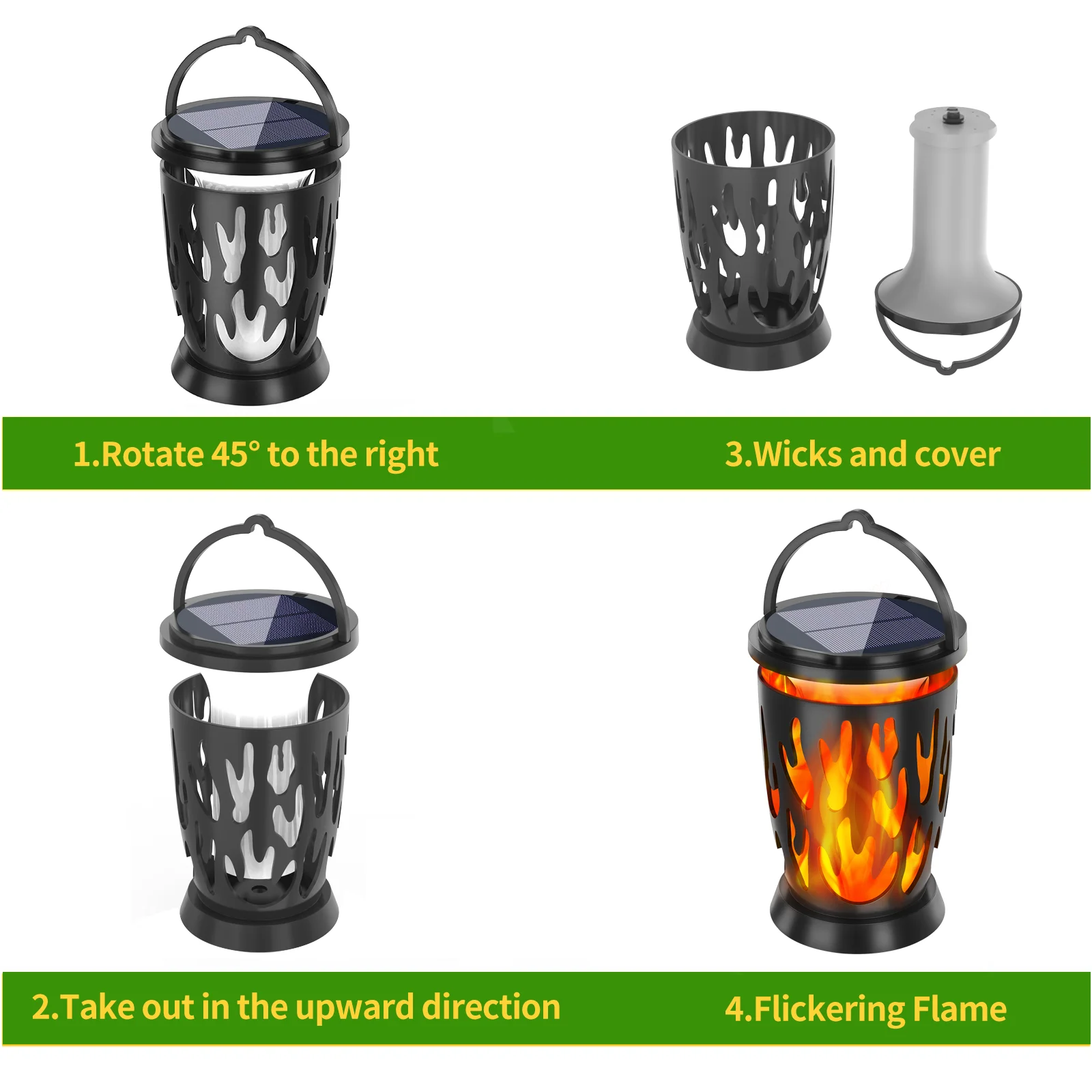 C2 LED Solar Wall Light Solar Flame Flickering Lamp Solar Outdoor Landscape Pendant Lamp Garden Torch Pathway Backyard Decor