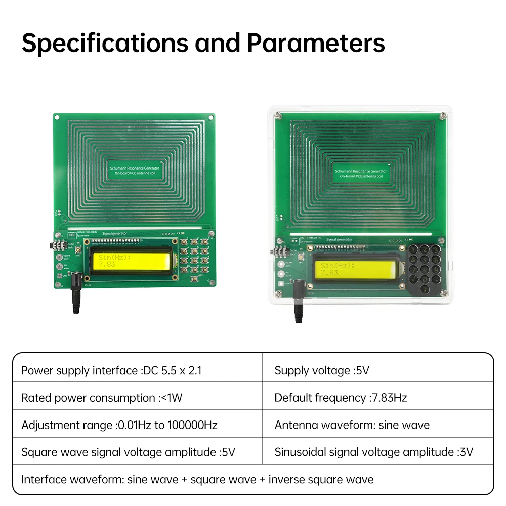 Adjustable 0.01Hz~100000Hz 7.83Hz Schumann Wave Pulse Generator Ultra-low Frequency Pulse Sine Wave Generator Audio Resonator