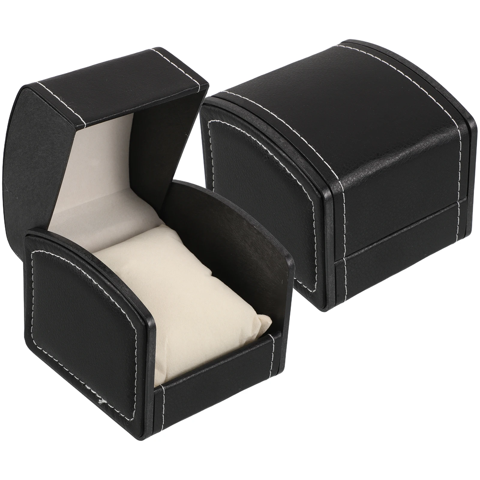 

2pcs Black Pu Storage Box For Men Small Watch Display Case Travel Jewelry Organizer Watch Holder Case For Enthusiast