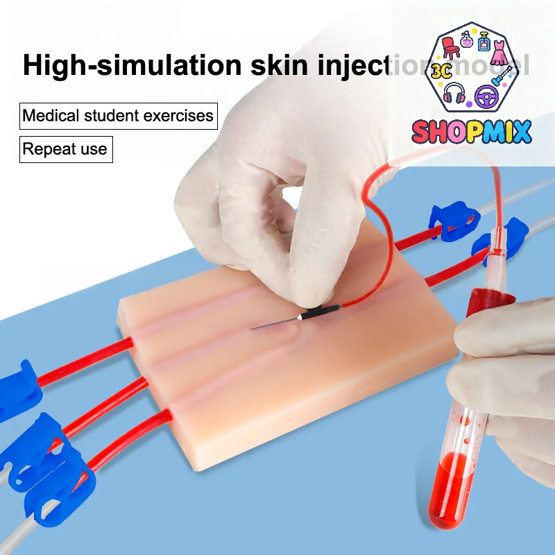 Portable Venipuncture Injection Practice Pad Simulation Human Skin Tear Resistant For Students Nurses Suture Training Model