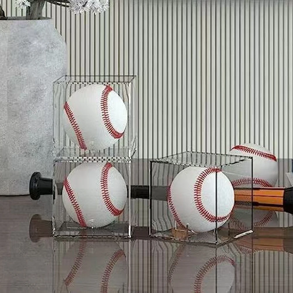 

3 Pcs Acrylic Baseball Display Case Stand Clear Cube Storage Box for Signed Memorabilia Showcase Stand Rock