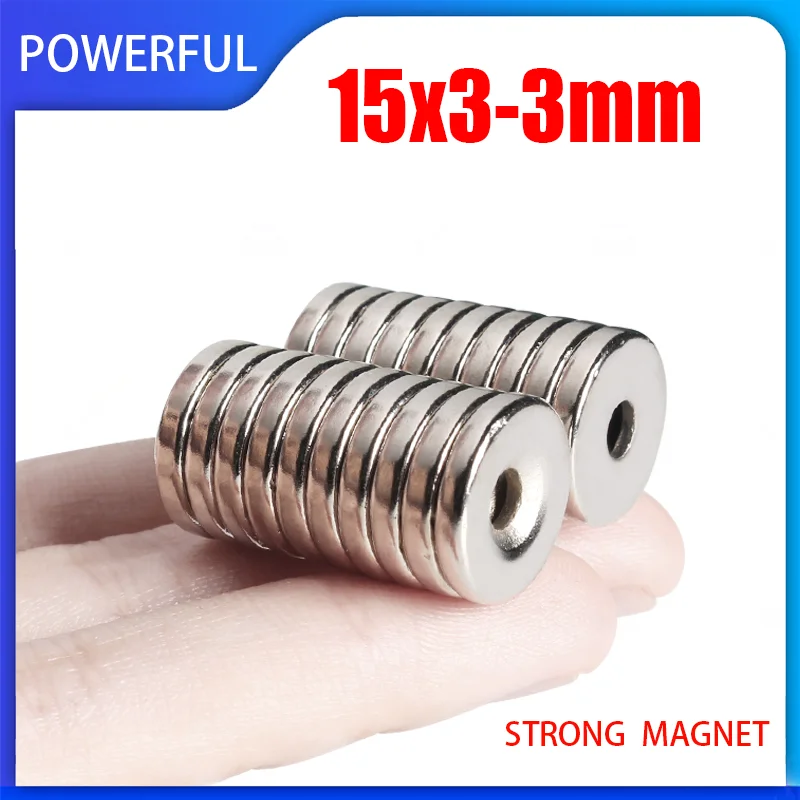 

5~100PCS 15x3-3mm Countersunk Round NdFeB Neodymium Magnet Powerful Rare Earth Permanent Rare Earth Magnets