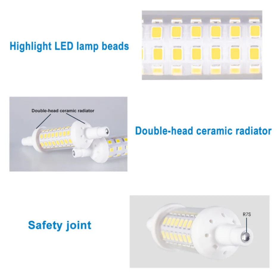 Lâmpada LED de poupança de energia, R7S, 78mm, 118mm, 135mm, r7s, 6W, 9W, 12W, SMD 2835, 220V, luz de milho, substitua a luz do halogênio, luz do milho