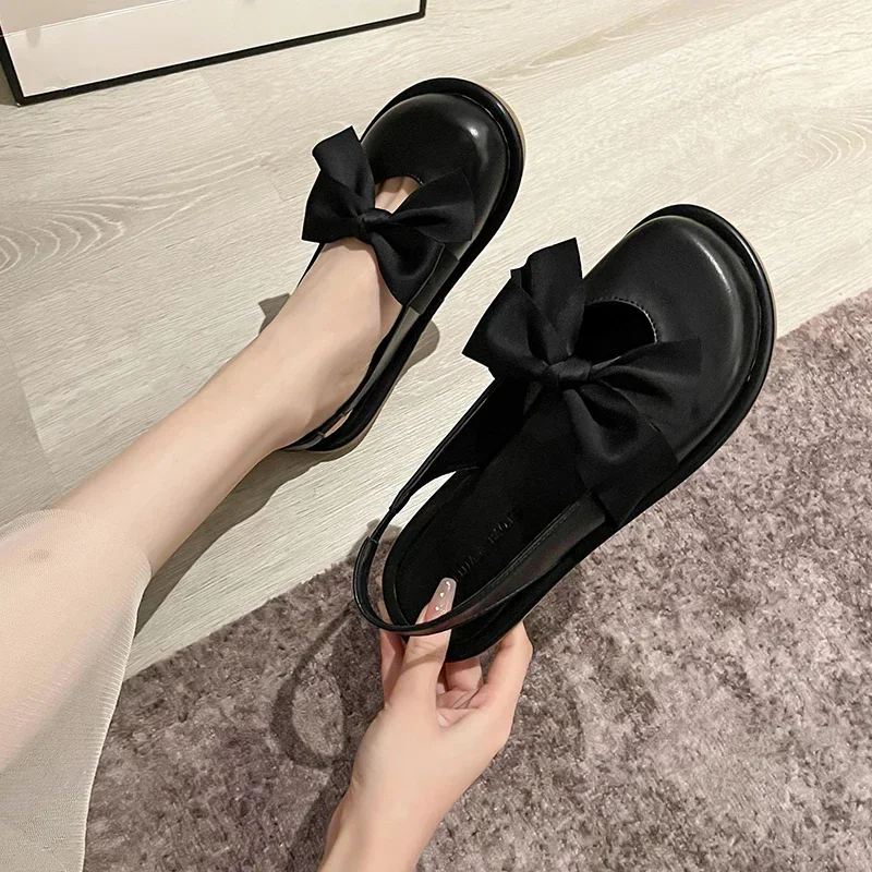 Fashion Casual Mary Jane Toe Sandals Fairy Wind 2022 Summer New Trendy Bow All-match Niche Flat Sandals Simple Women\'s Shoes