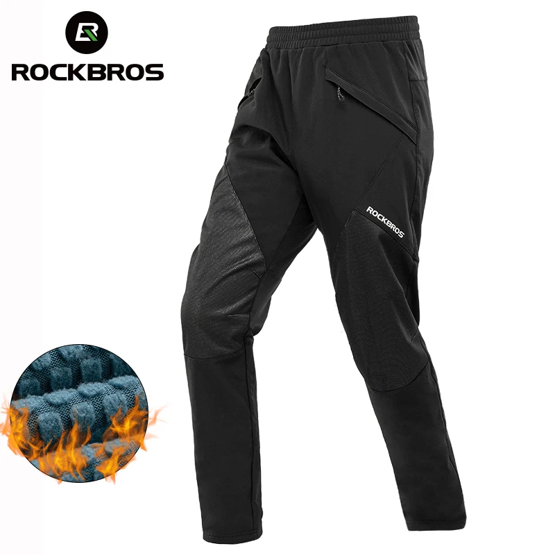 

ROCKBROS Keep Warm Bicycle Pants Winter Autumn Thermal Fleece Bike Long Trousers Men Women Windproof Sports Running Cycling Pant