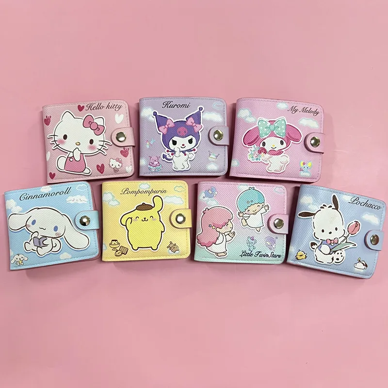 

Anime Sanrio Hello Kitty Cinnamoroll Mymelody Kuromi Kawaii Work Card Set Work Card Set Change Card Bag Wallet New